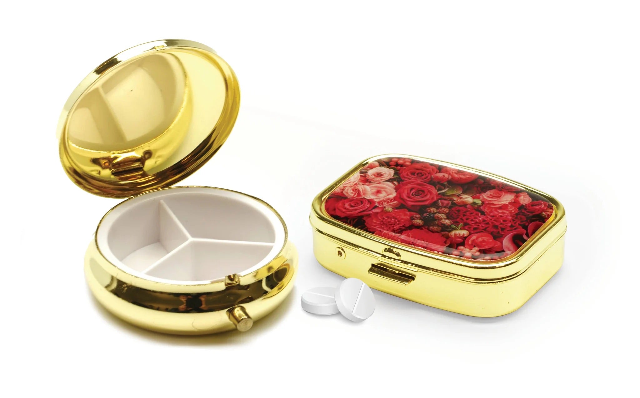 Wellness Keeper Womens Pocket-Sized Gold-Tone Pill Case