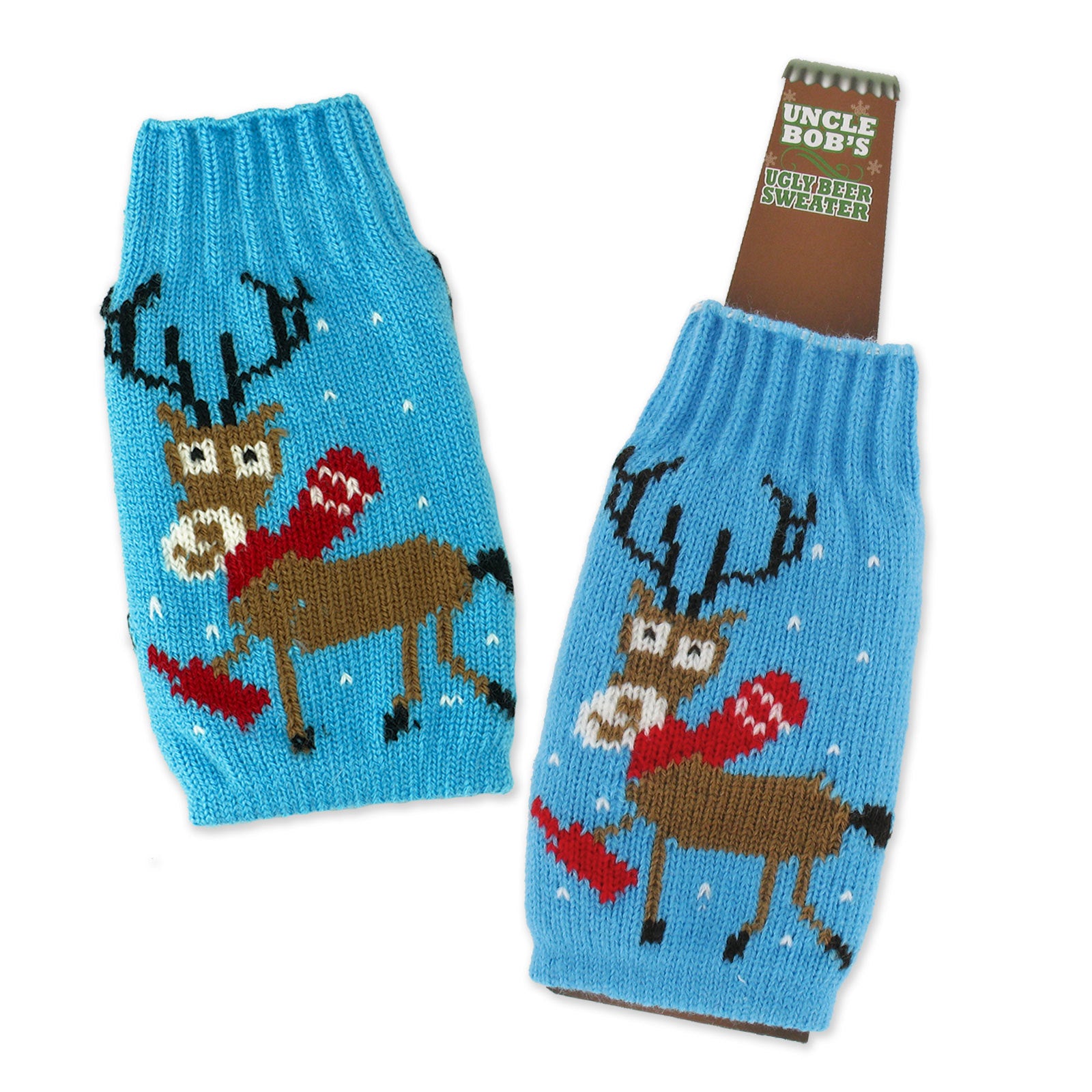 Uncle Bob's Ugly Beer Sweater Koozie Christmas Party Accessory