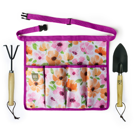 Seed & Sprout 3-Piece Gardening Set Includes, Apron, Hand Rake & Hand Shovel