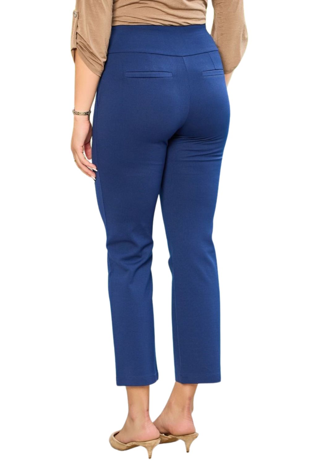 Dear Scarlett Womens Magic High Waist Straight Leg Slim Fit Pants, Navy