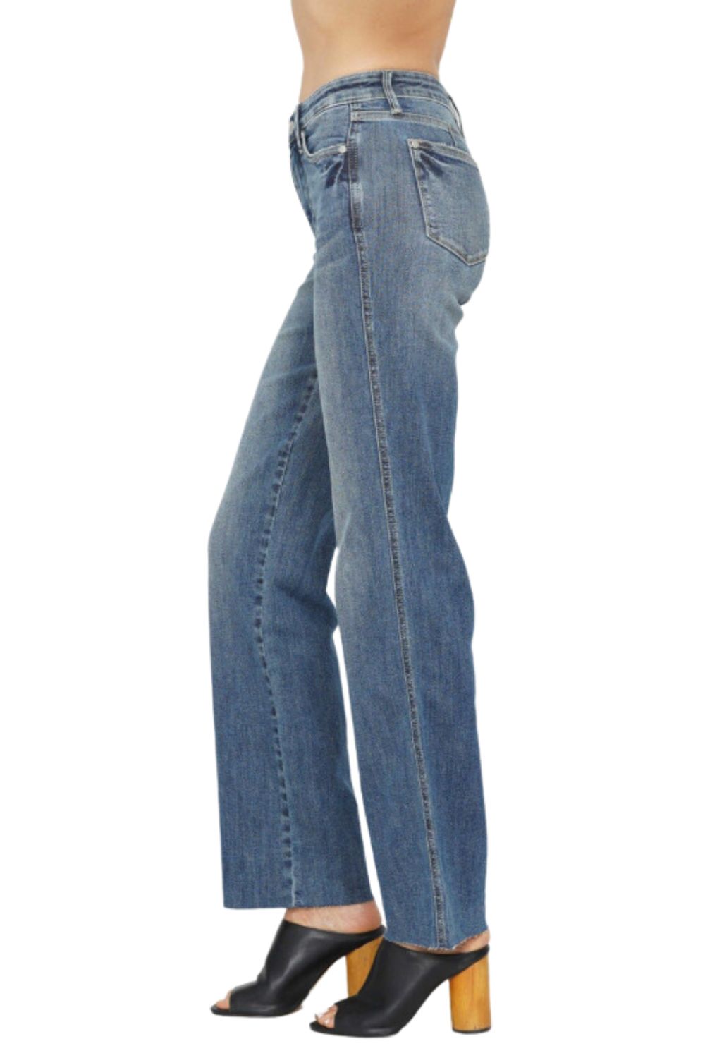 Judy Blue Womens Mid Rise Tummy Control Vintage Straight Fit Jeans