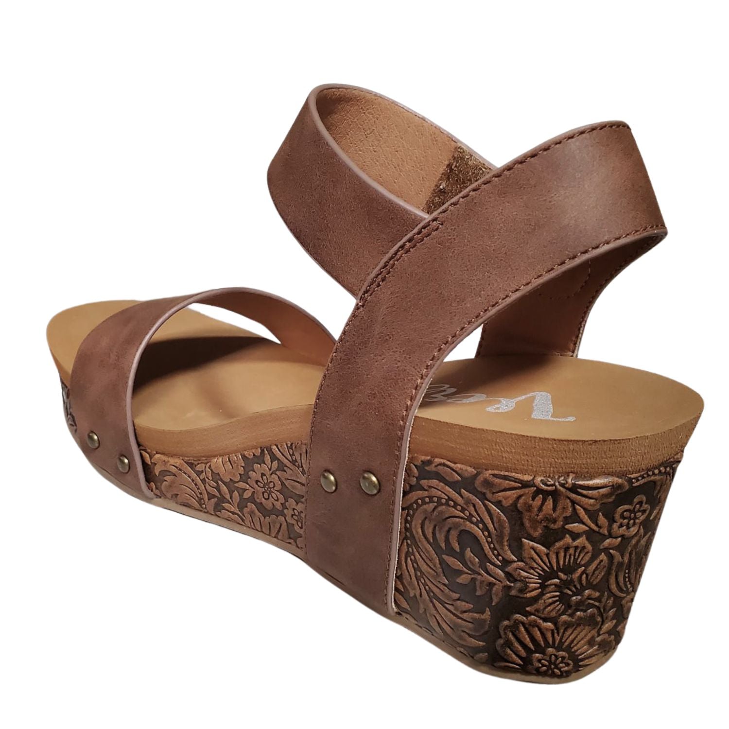 Very G Womens Devon Wedge Heel Platform Sandal, Tan