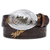 Nocona Boys Oval Buckle Bull Rider Tooled Leather Belt