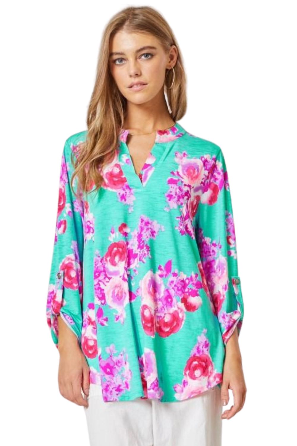 Dear Scarlett Womens Lizzy Relaxed Flowy High Low Blouse