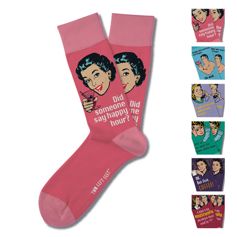 Two Left Feet Printed Adult Sock, Small Feet