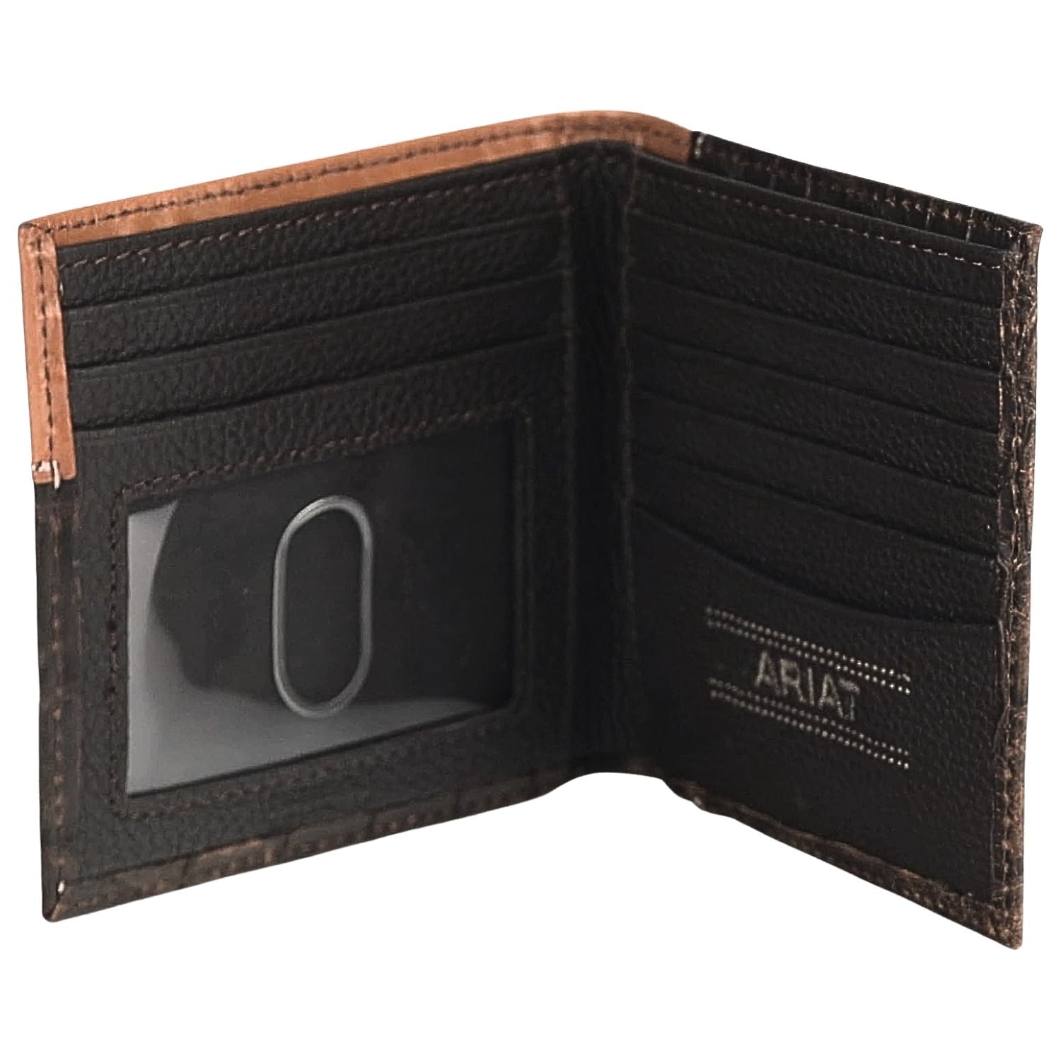 Ariat Mens Crocodile Texture Floral Embossed Leather Bifold Wallet