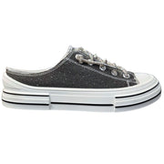 Very G Womens Aman Slip On Platform Sparkle Canvas Sneaker, Black