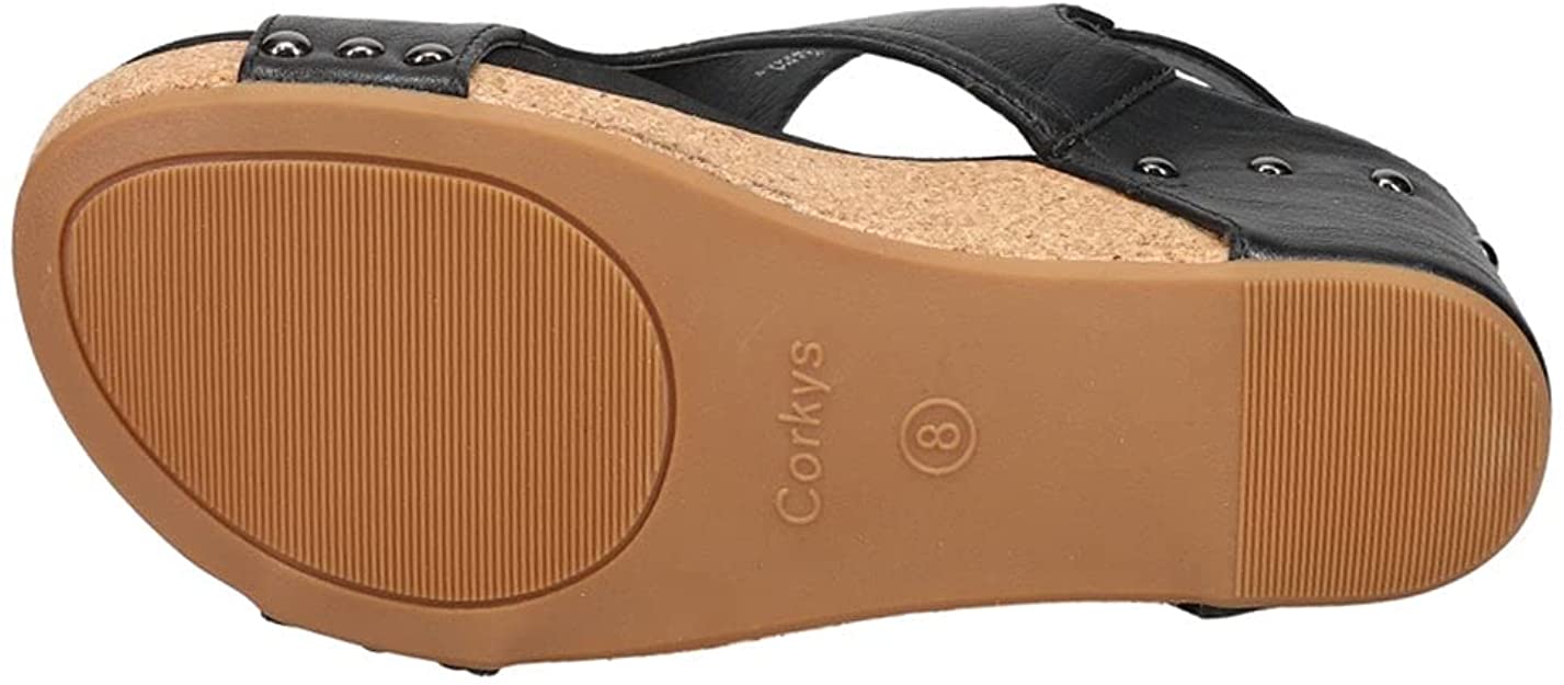 Corkys Boutique Womens Carley Faux Leather Wedge Heel Sandals