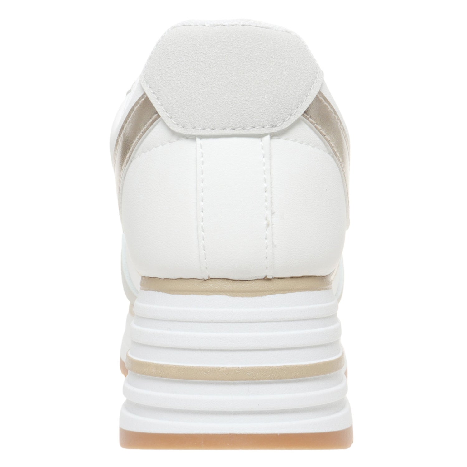 Outwoods Women's Brenna-2 White Platform Fashion Sneaker, Gold Combo