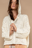POL Clothing Women's Oversized Chenille Hooded Pullover Sweater with Tie Detail