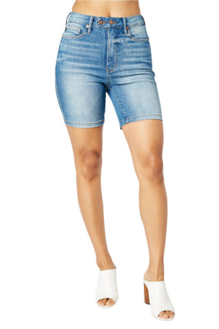 Judy Blue Womens High Waist Trouser Denim Shorts