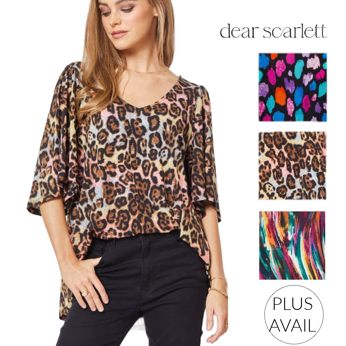 Dear Scarlett Women's CALI Blouse, V-Neck with High Low, S-3X