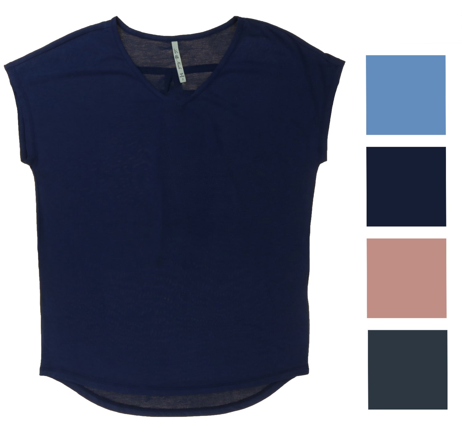 Leo & Nicole Women's V-Neck Short Sleeve Blouse