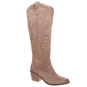 Pierre Dumas Womens Whitney-6 Studded Pull On Western Tall Boots, Taupe