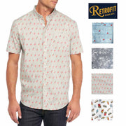 Retrofit Mens Short Sleeve Woven Button Up Shirt