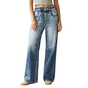 Dear Scarlett Womens Wide Leg Pull-On Zenim Pants, Classic Denim