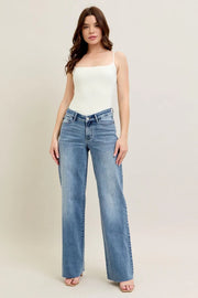 Judy Blue Womens V-Front Baggy Straight Leg Jeans