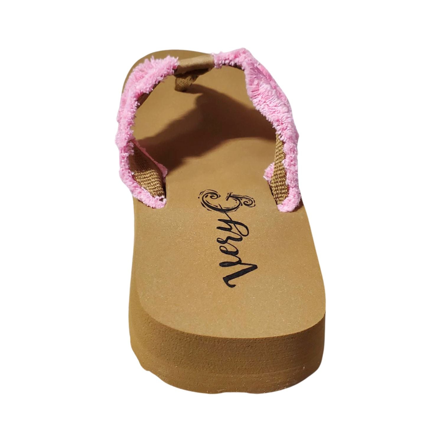 Very G Womens GJazz 3 Frayed Top Fashion Flip Flop Sandal, Pink
