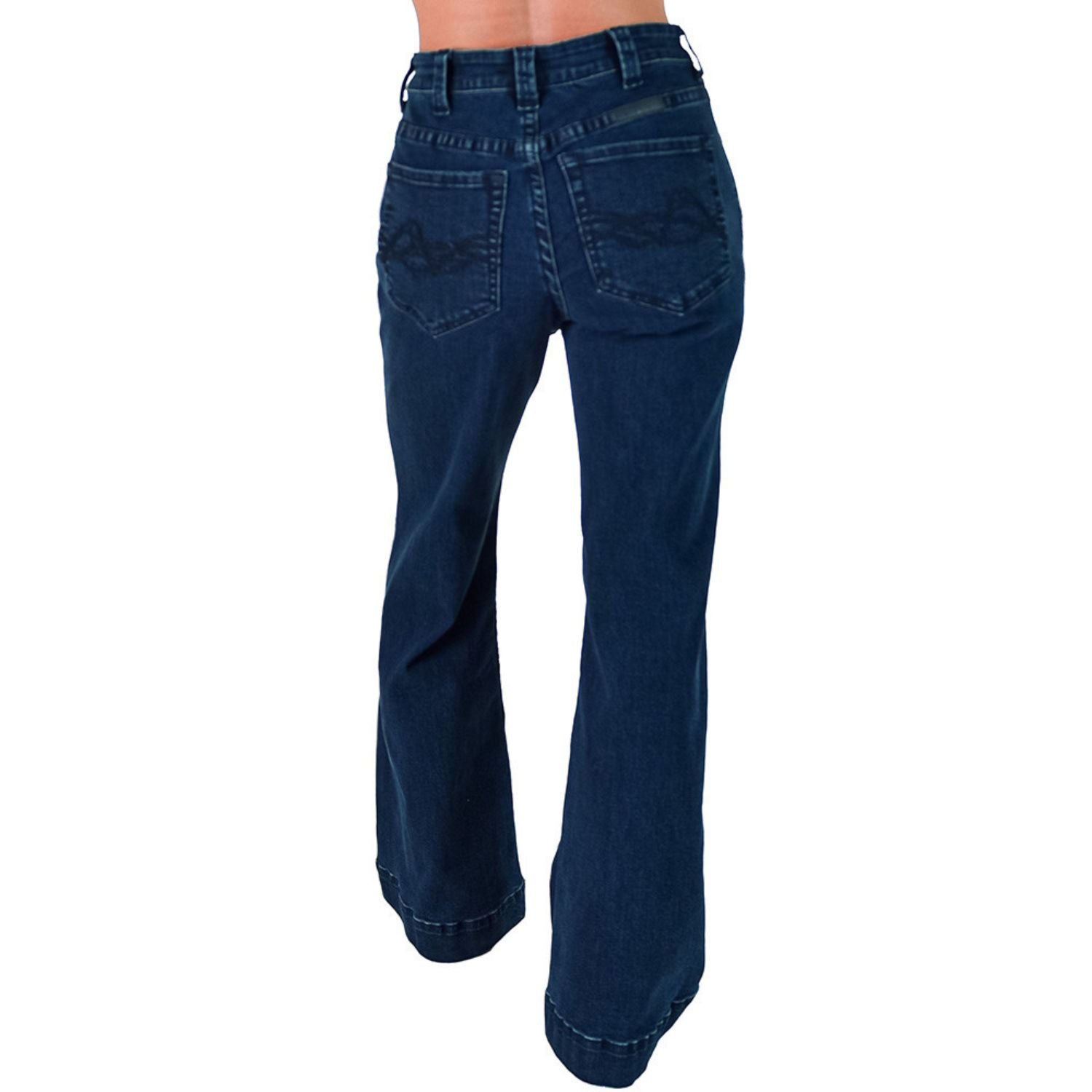 Cowgirl Tuff Womens High Waist Dark Wide Leg Trouser Jeans