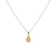 Jane Marie 18k Gold Plated Rolo Chain Necklace with Peach Opal Oval Charm