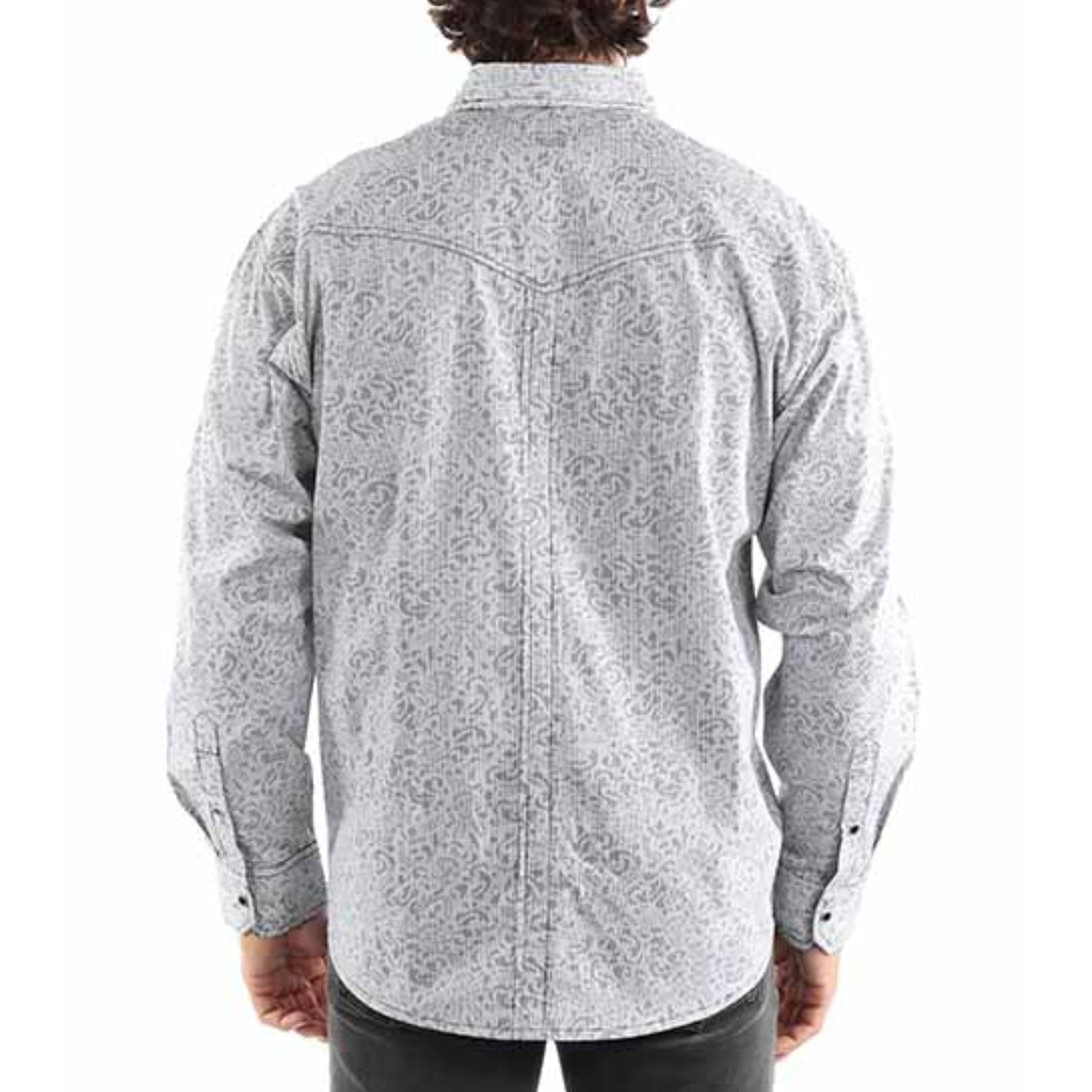 Scully Men's Signature Stripe Print Long Sleeve Western Snap Shirt, Grey