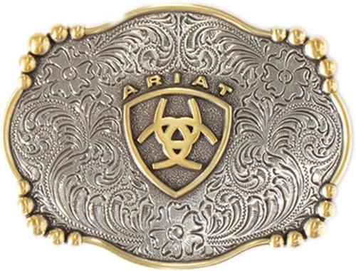 Ariat Mens Rectangle Smooth Edge Floral Belt Buckle