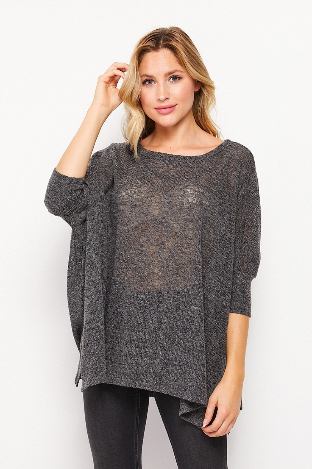 HoneyMe Womens Loose Fit Half Sleeve Knit Top