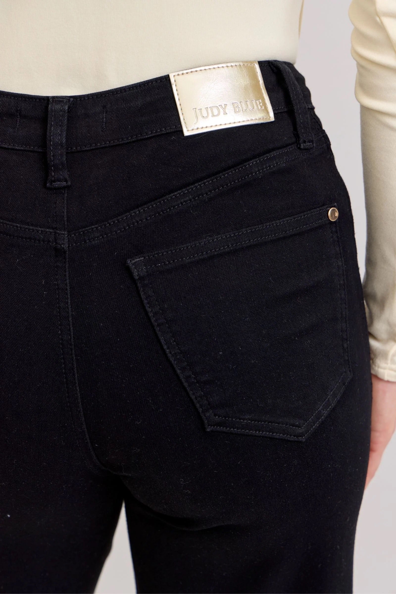 Judy Blue Womens High Waist Retro Wide Leg Black Denim Jeans