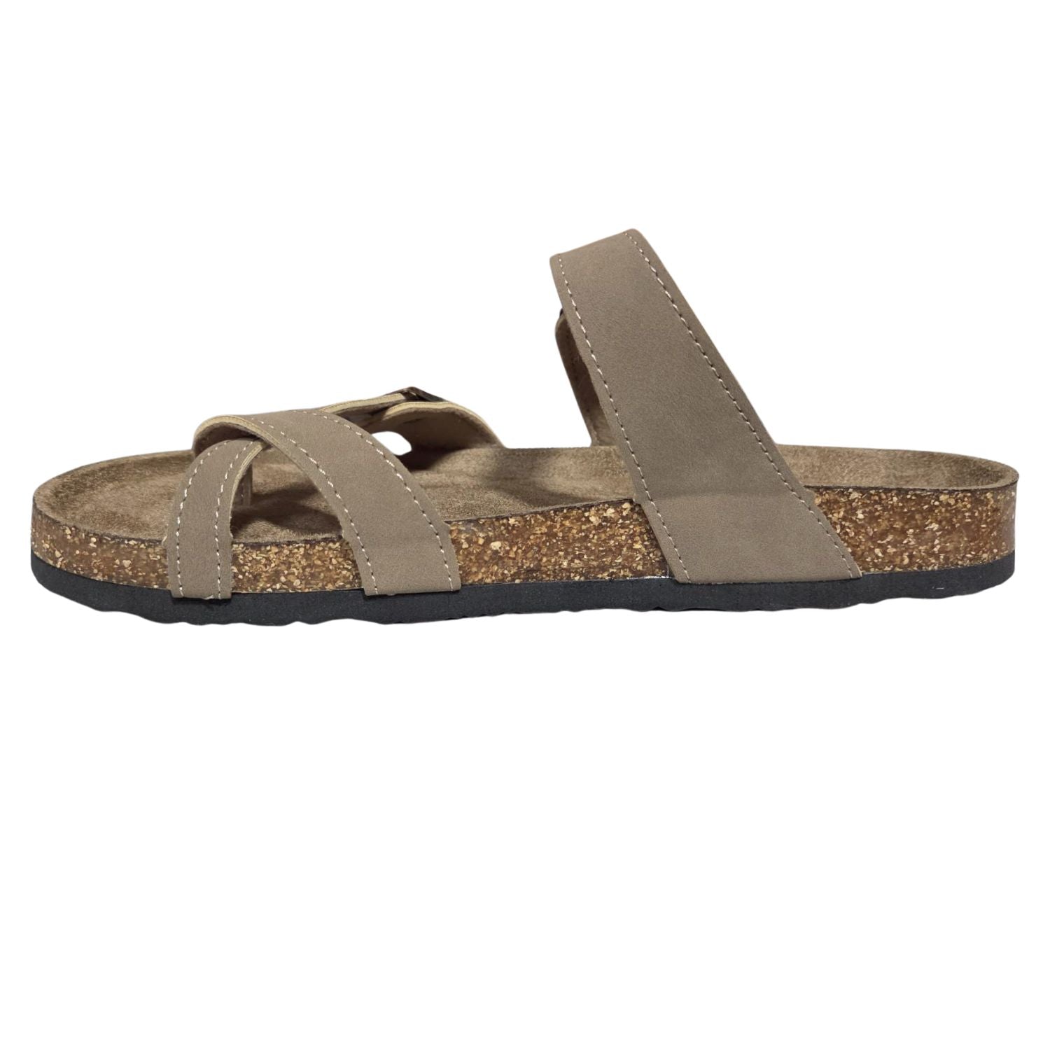 Outwoods Womens Bork-30 Vegan Leather Slip On Toe Loop Sandals, Taupe