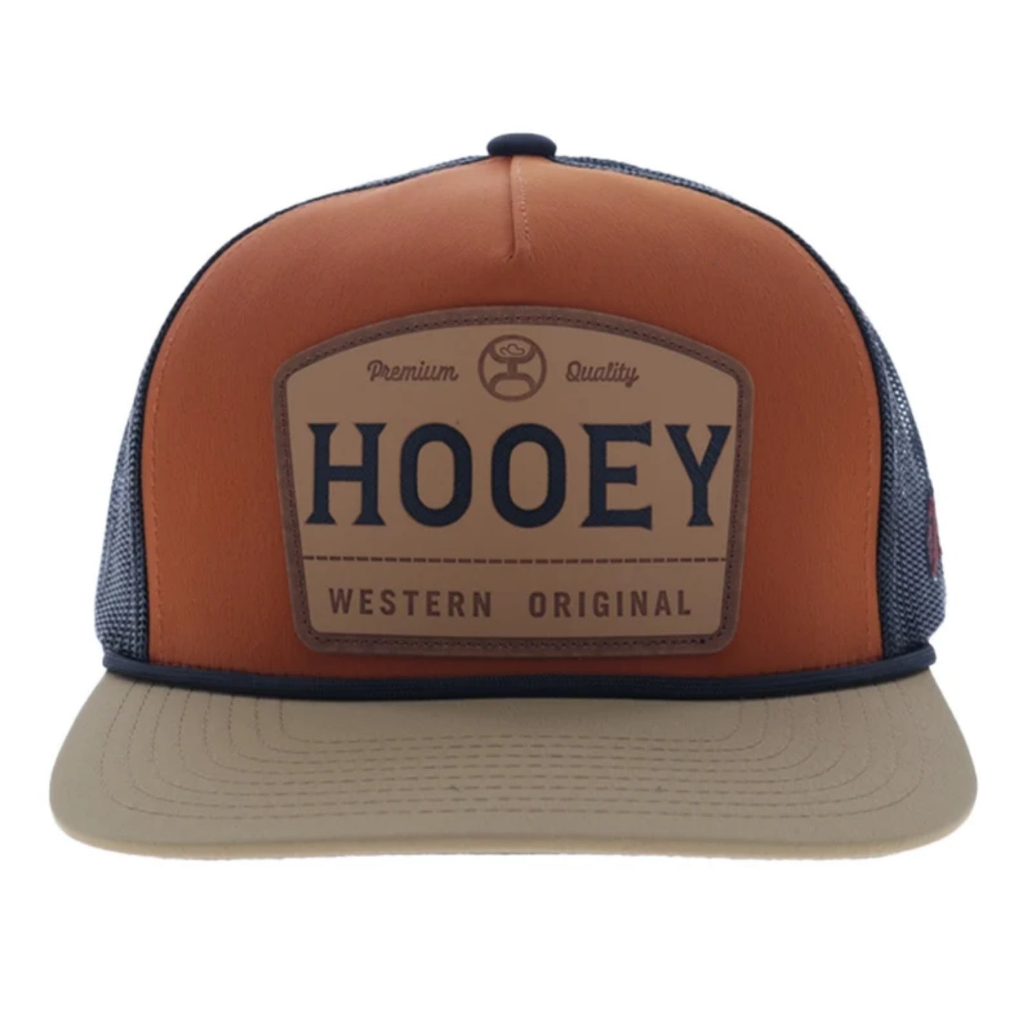 Hooey Trip 5-Panel Leather Patch Snapback Hat, Orange/Black