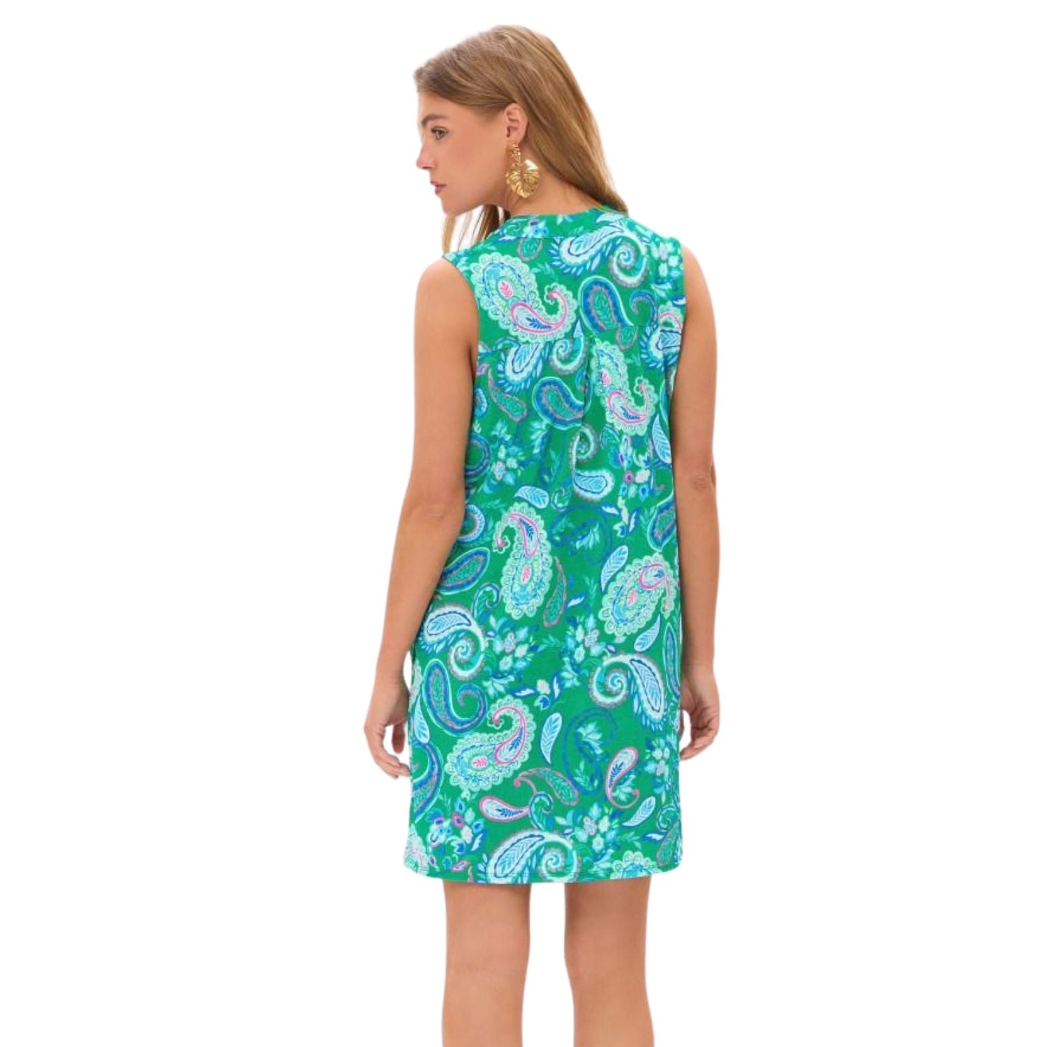 Dear Scarlett Womens Lizzy Sleeveless Relaxed Tank Dress, Emerald