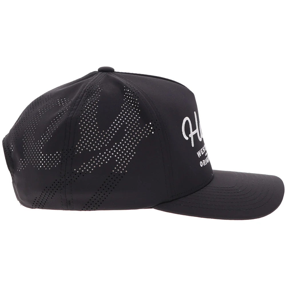 Hooey Mens OG Logo Adjustable Snapback Cap Hat- Black With White Stitching