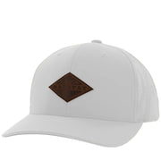 Hooey Habitat Leather Patch Performance Snapback Hat, White