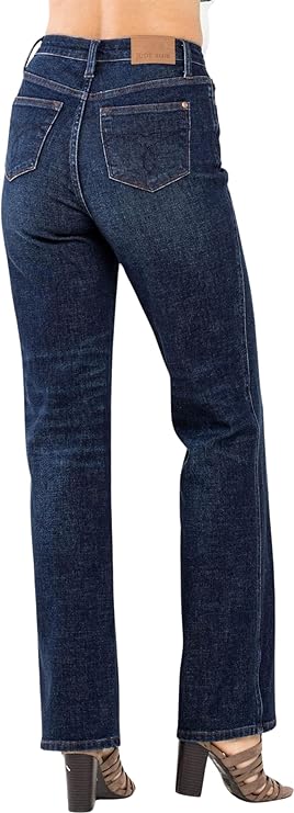 Judy Blue Womens High Waist Button Fly Straight Fit Denim Jeans