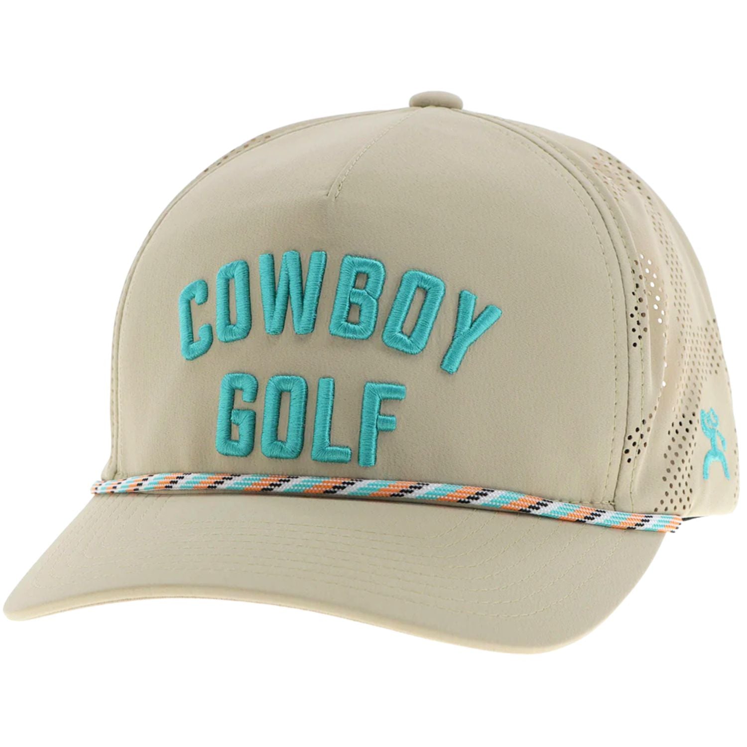 Hooey Mens Cowboy Golf Logo Adjustable Snapback Trucker Cap Hat, Tan