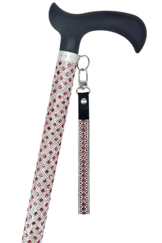 Jacqueline Kent Chocolat Rose Collection Adjustable Aluminum Crystal Cane