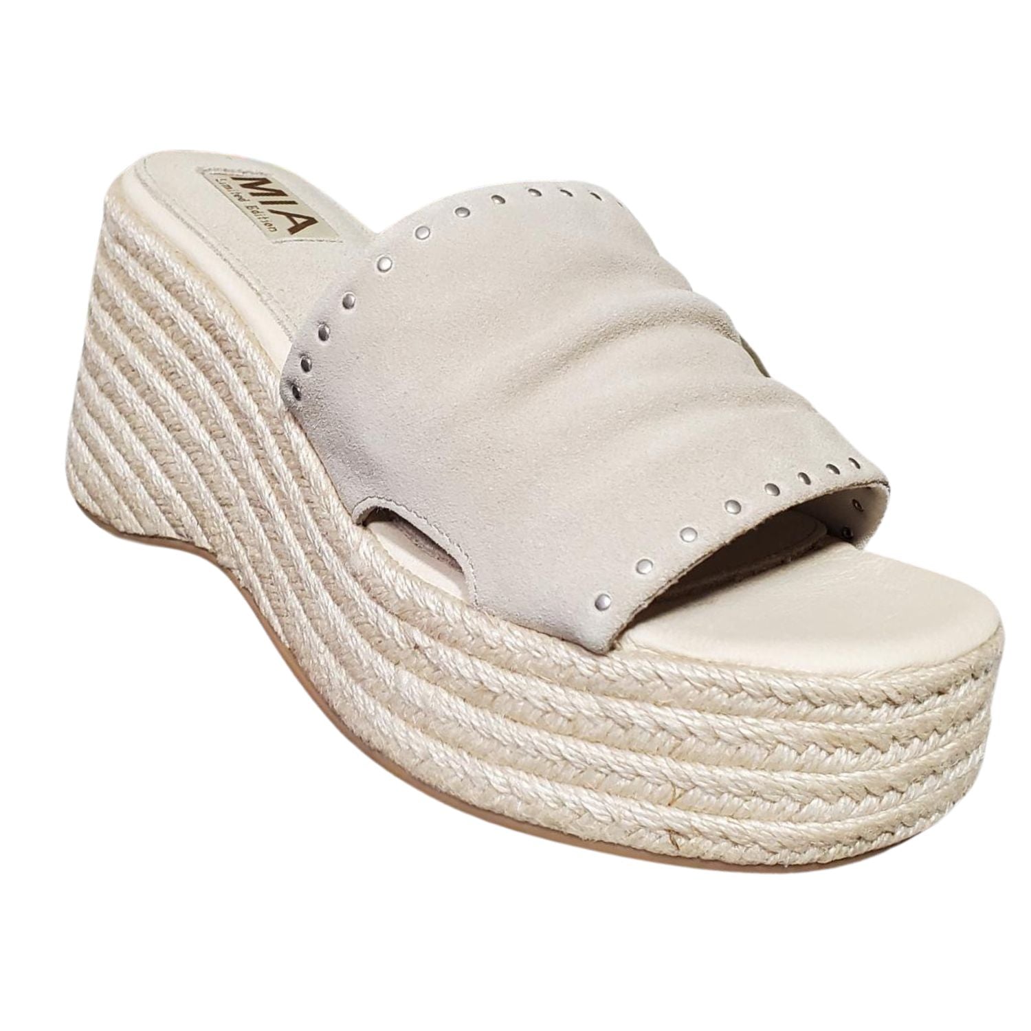 Mia Womens Palmira Slip On Platform Wedge Sandal, Sand