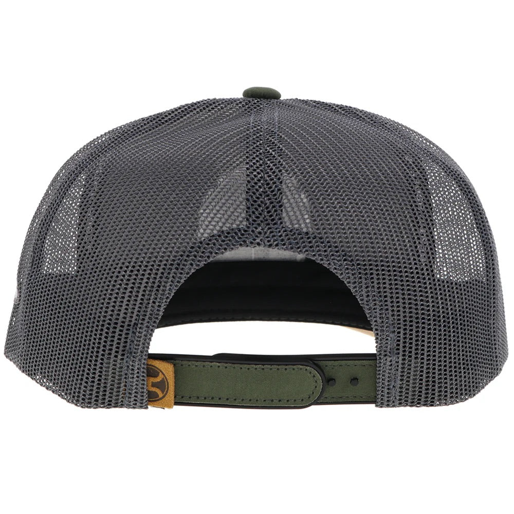 Hooey Mens "Spur" Olive and Grey with Circle Patch and Rope Detail Trucker Hat