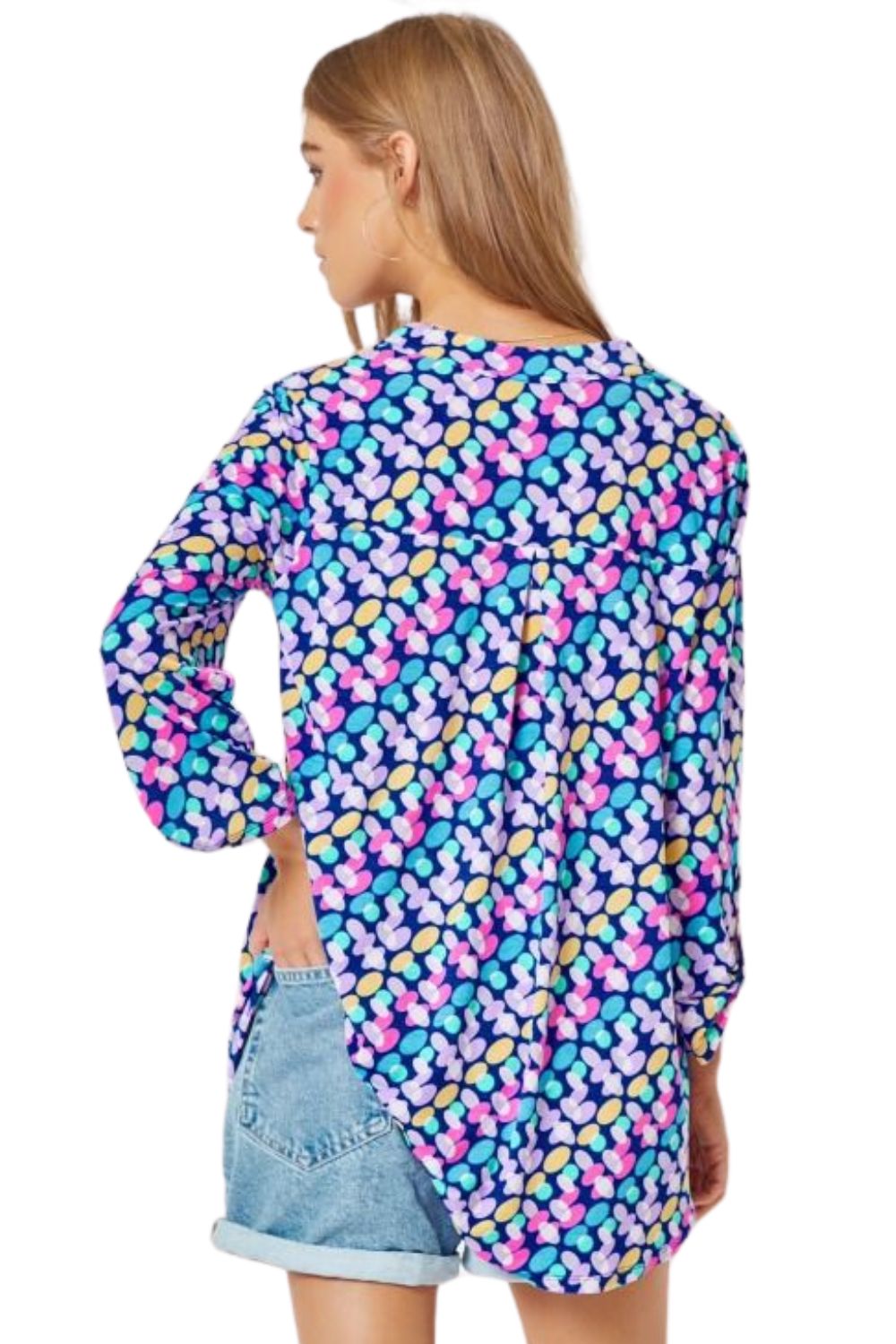 Dear Scarlett Womens Lizzy Relaxed Flowy High Low Blouse