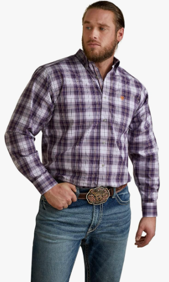 Ariat Men's Pro Series Musa Classic Fit Button Up, Long Sleeve Shirt, Purple