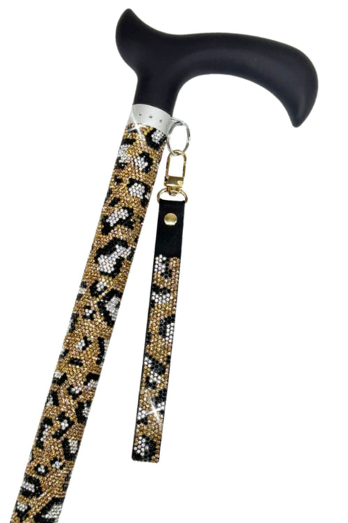 Jacqueline Kent Wild Leopard Lux Collection Adjustable Aluminum Crystal Cane