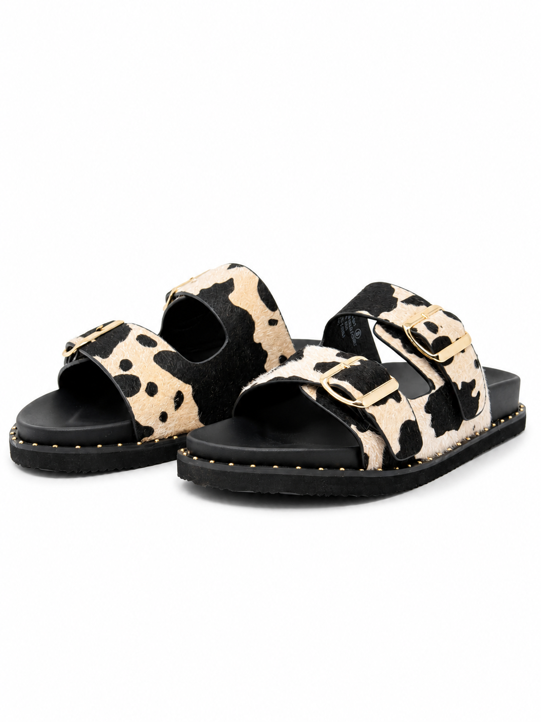 Very G Alma Women's Studded Double Buckle Slide Sandals, Black