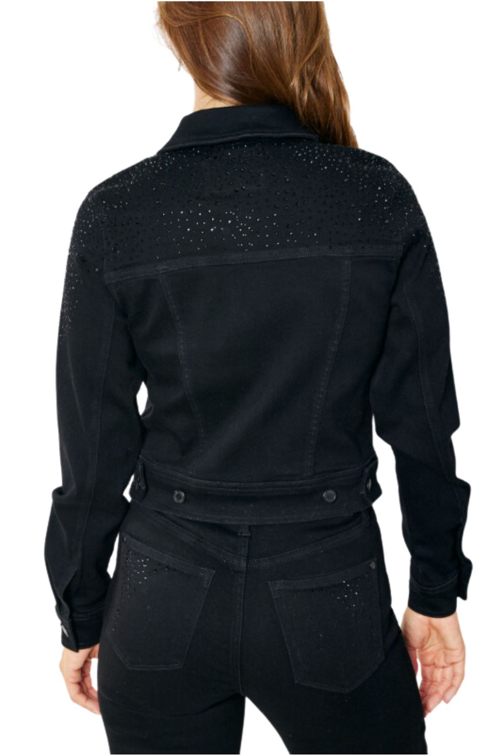 Judy Blue Womens Rhinestone Button Down Denim Jean Jacket