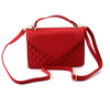 AR New York Women's Red Classic Quilted Flap Handbag Crossbody Purse, Red