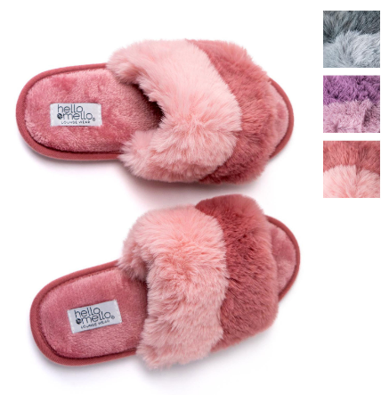 Hello Mello Cotton Candy Puff Slippers, Slide On