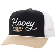 Hooey Mens "OG" Black With White Stitching and Tan Bill Trucker Hat