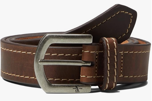 HD Xtreme Work, Basic Mens Brown Leather Belt, Single Stitch Silver Buckle, 34