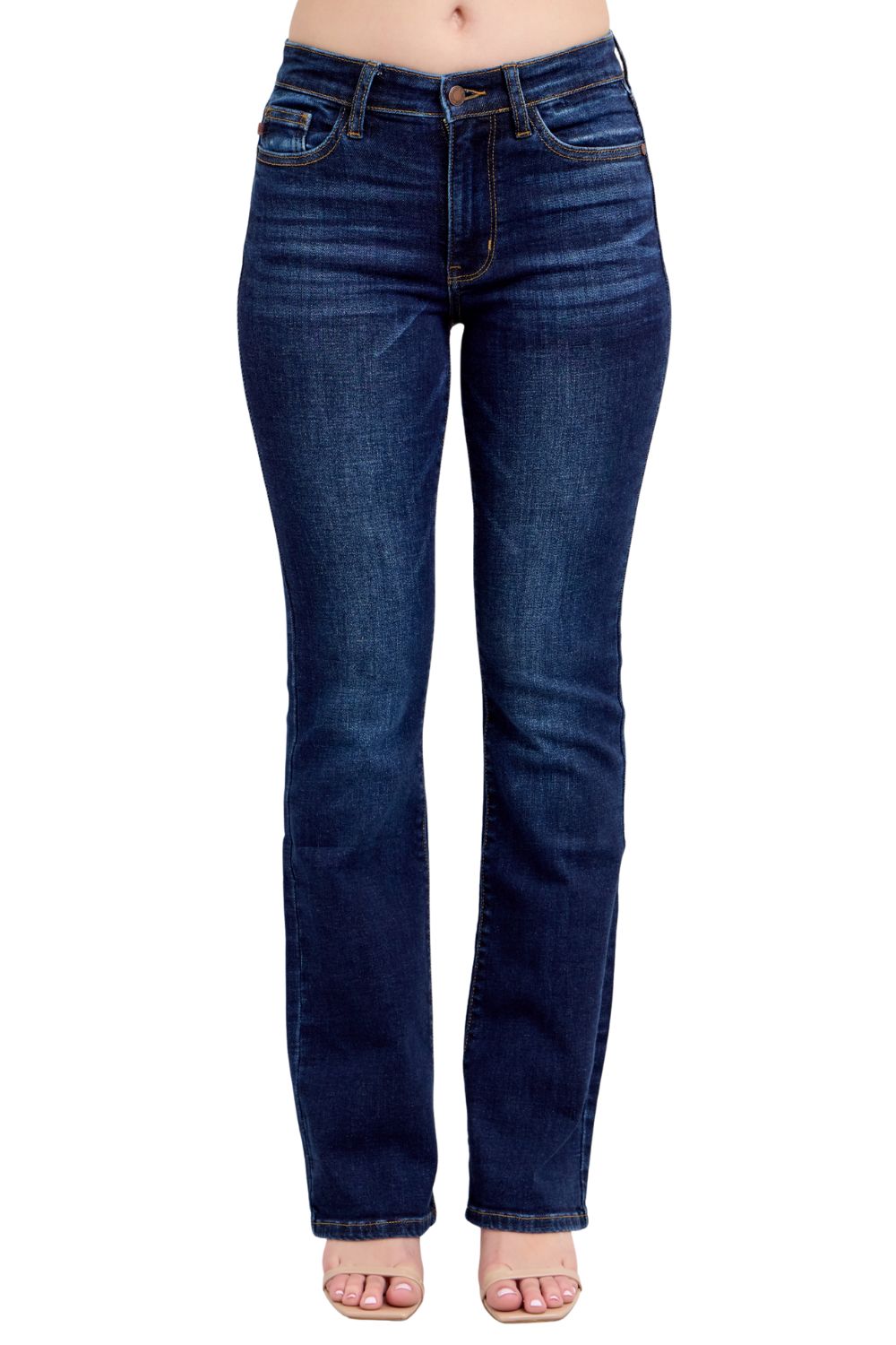 Judy Blue Womens Mid Rise Dark Wash Bootcut Jeans