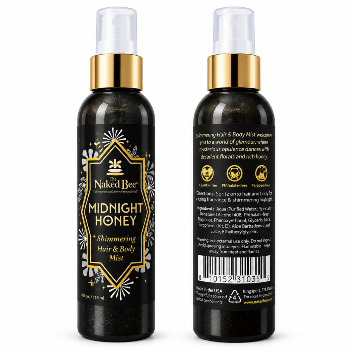 The Naked Bee Midnight Honey Shimmering Hair & Body Mist, 4oz