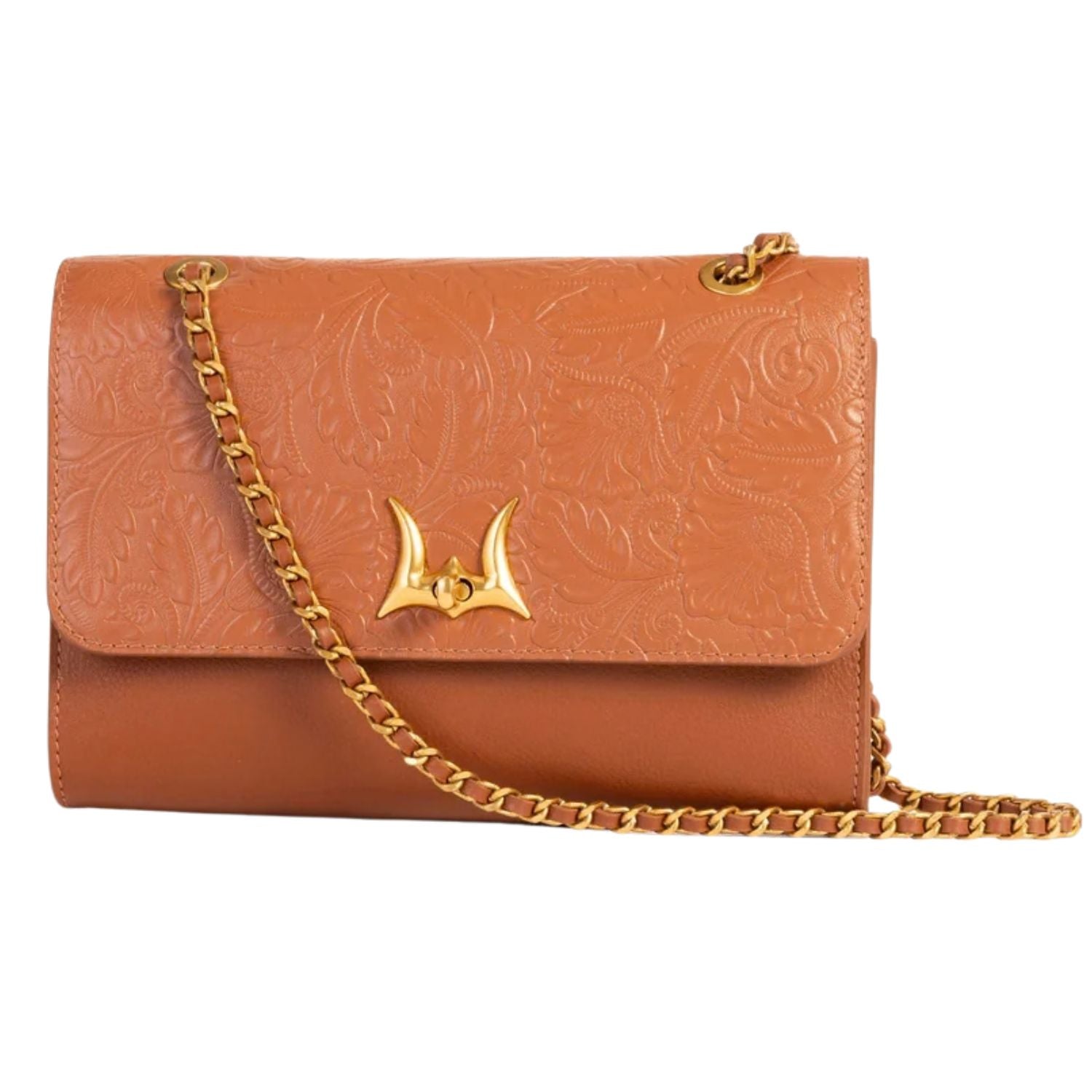 Loyal West Savi Small Embossed & Grained Leather Handbag - Amber Glow